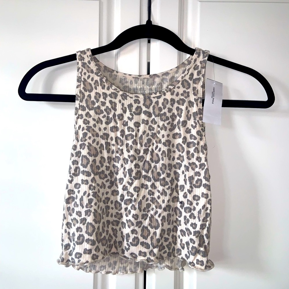 American Eagle AEO Cheetah print Rib Baby Tee